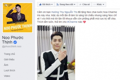 Nước hoa Charme được ca sỹ Noo Phước Thịnh dùng và post facebook khen thơm cả ngày.
